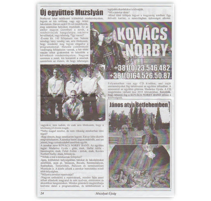 Kovács Norby Band - Muzslyai Újság - 2009, Kónya-Kovács Otília, oldal 1